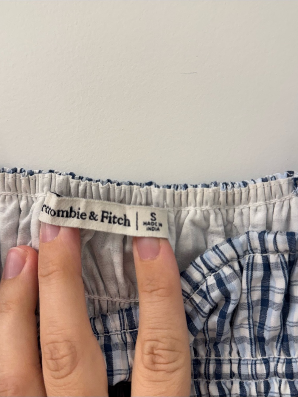 Abercrombie Smocked Plaid Spaghetti-Strap Dress - Blue and White - Picture 2 of 5